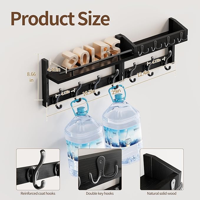 29 inch Coat Rack Wall Mount - Image 5