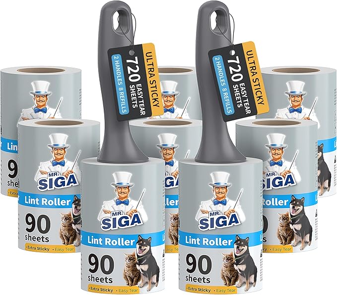 MR.SIGA Lint Rollers for Pet Hair Extra Sticky, 720 Sheets, Lint Remover for by MRSIGA