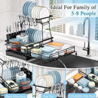2 Tier Dish Drying Rack, Large Extendable Dish Racks - Image 3