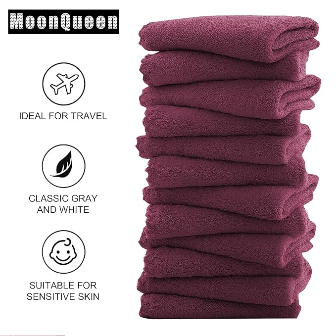 MOONQUEEN Microfiber Facial Cloths Fast Drying Washcloth 12 Pack - Image 4