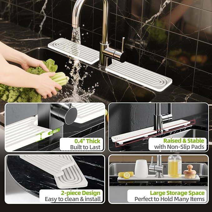 Stone Faucet Mat for Kitchen Sink, Diatomite Quick Dry Kitchen Sink Splash Guard - Image 5