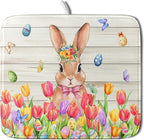 Easter Bunny Dish Drying Mat 16x18 inch Eggs Floral Fast Drying Pad Washable by Giwawa