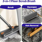 3-in-1 Floor Scrub Brush with Long Handle, Scrape and Heavy-Duty Stiff Bristle - Image 3