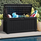 JUMMICO 120 Gallon Resin Deck Box, Large Outdoor Storage Box Waterproof & Lockable for Garden, Patio, Pools (Black) - Image 4