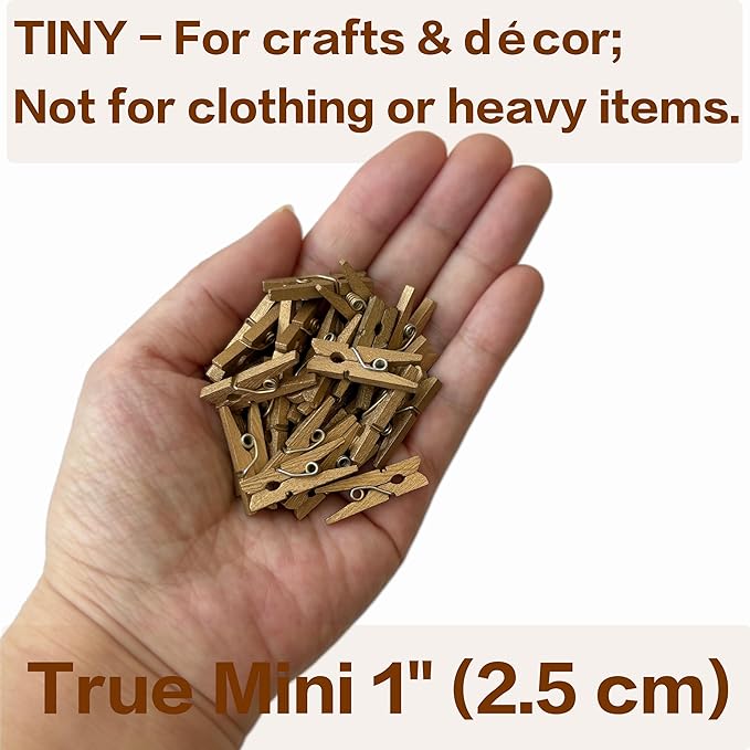 LWR CRAFTS Wooden Mini Clothespins 100 Per Pack 1" 2.5cm - Image 4