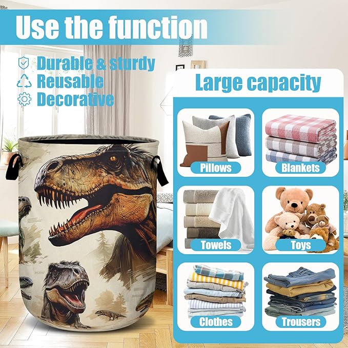 Dinosaur Laundry Basket, Laundry Hamper Collapsible Oxford Cloth - Image 3
