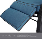 Grand patio Outdoor Reclining Chairs with Extended Footrest 2-Piece Adjustable Patio Wicker Lounge Recliner up to 150° with Flip Side Table Peacock Blue - Image 6