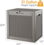 Outdoor Storage Box, Resin Deck Boxes Indoor and outdoor, Waterproof Storage Box Lockable Lid (Grey,31 Gallon) - Image 2