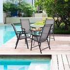 Giantex Set of 4 Folding Patio Chairs, Outdoor Portable Dining Chairs for Garden Camping Poolside Beach Deck Lawn, 4-Pack Sling Armchairs, Metal Frame, Grey - Image 2