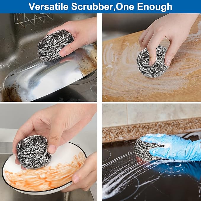 10 Pack Stainless Steel Scrubber, Steel Wool Srubber - Image 6