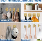 Adhesive Hooks for Bathrooms, 4 Piece Towel Hooks for Hanging Hat Robe Coat - Image 6