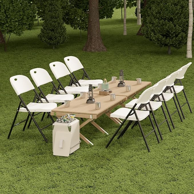Nazhura 350 Weight Limit Heavy Duty Plastic Folding Chair with Reinfoced Steel Frame for Indoor and Outdoor, Wedding, Party, Restaurant, Meeting Room, Patio and Garden (White, 8 Pack) - Image 6