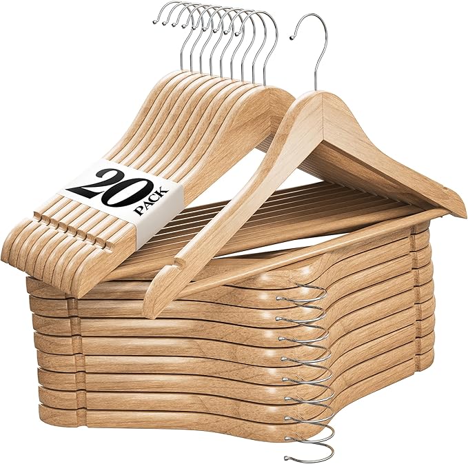 Premium Wooden Hangers 20 Pack by HOMEIT