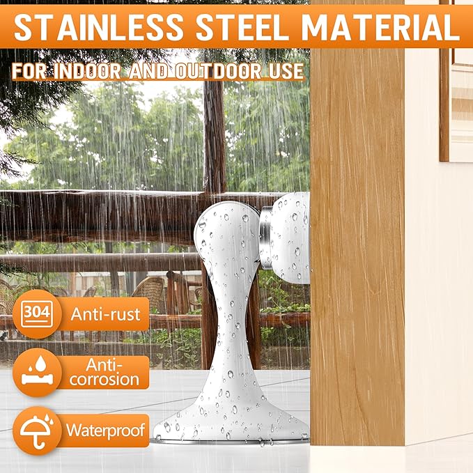 Magnetic Door Stoppers 4 Pack, Stainless Steel Magnetic Door Stop, Wall & Floor - Image 8