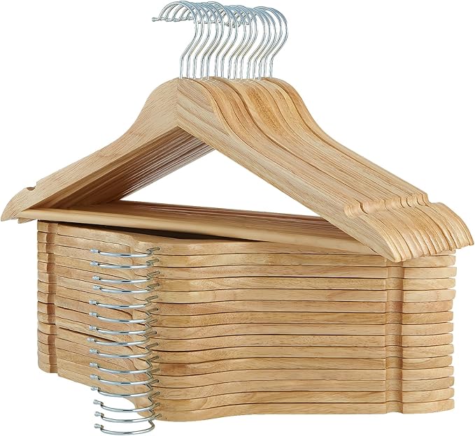 ELONG HOME Solid Wooden Hangers 30 Pack, Wood Suit Hangers by ELONGHOME