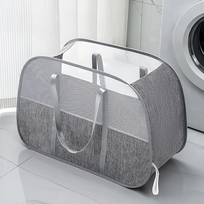 Large Collapsible Laundry Hamper, Breathable Mesh Design, Sturdy Steel Frame by Unknown