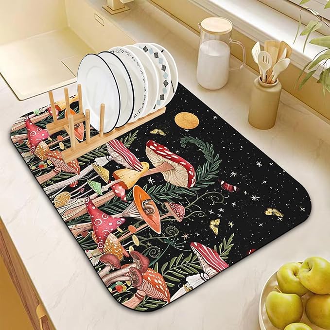 Dish Drying Mat for Kitchen Counter 16x18 Inch, Super Absorbent Dish Drainer Mat - Image 2