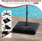 Tangkula 10ft Solar LED Patio Umbrella with Base, Offset Cantilever Outdoor Umbrella with 32 LED Lights, Infinite Tilt, 360 Degree Rotation, Crank Handle for Pool Deck Garden Backyard (Wine) - Image 7