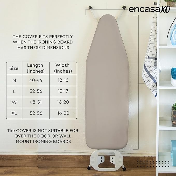 Encasa XO Ironing Board Cover and Pad 42"x14" - 4mm Felt Medium Iron Board - Image 7