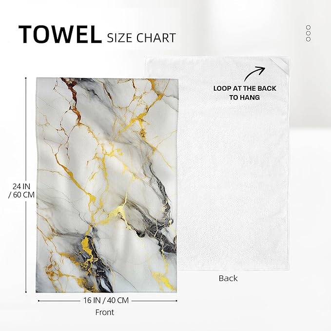 Black Gold Kitchen Towel Set of 2, Soft Absorbent Decorative Hand Towels Tea - Image 2