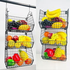 3 Tier Hanging Foldable Wire Baskets Closet Organizer Clothes Shelves - Image 4