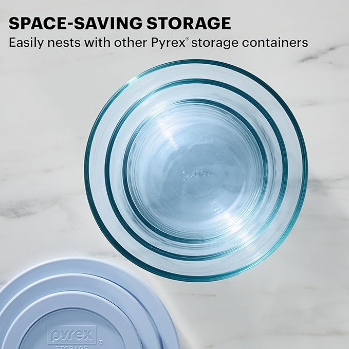 Pyrex Colors Tinted Small/Medium/Large Food Storage Container Set, Snug Fit - Image 3