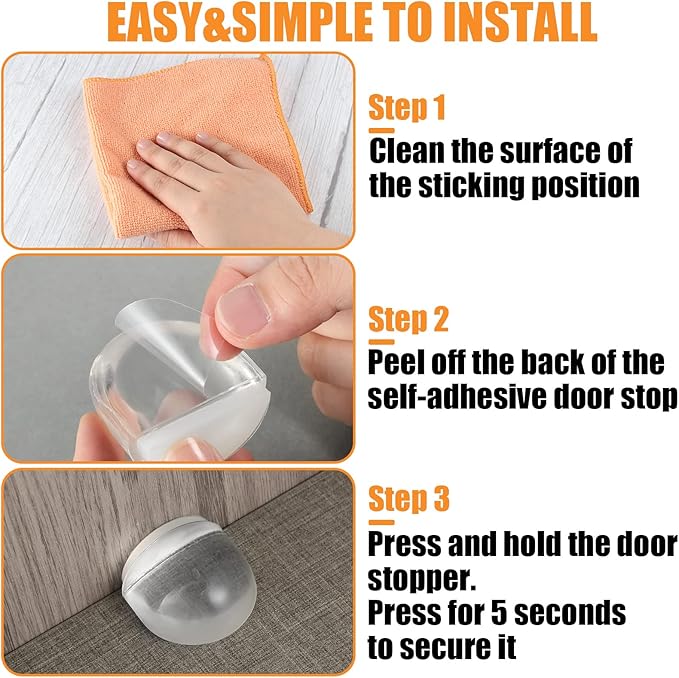 Qunclay 4 Pieces Floor Door Stopper No Drill Shower Door Stopper Self Adhesive - Image 3