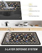Rnivvi Dish Drying Mat for Kitchen Counter, XL 15 x 24" Cute Flower Theme Super - Image 4
