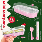 50 PACK Mini Cake Pans with Lids and Spoons, Rectangular Aluminum Foil Bread Pan - Image 3