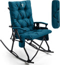 EVER ADVANCED Oversized Folding Rocking Camping Chair, Padded Portable Rocker Chair for Patio, Lawn and Outdoors, Heavy Duty Hard Armchair for Adults Supports 400lbs, Green by EVERADVANCED