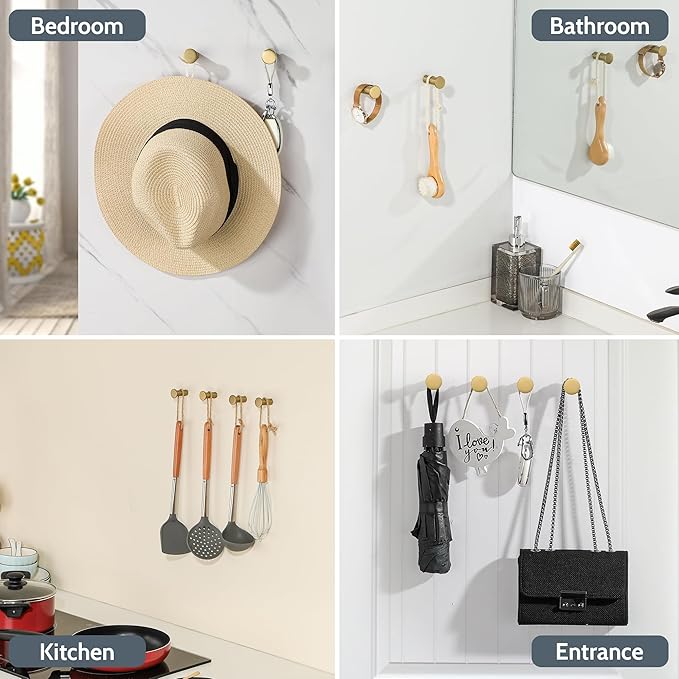 SAYAYO Gold Coat Hooks Wall Mounted, Towel Hooks - Image 6