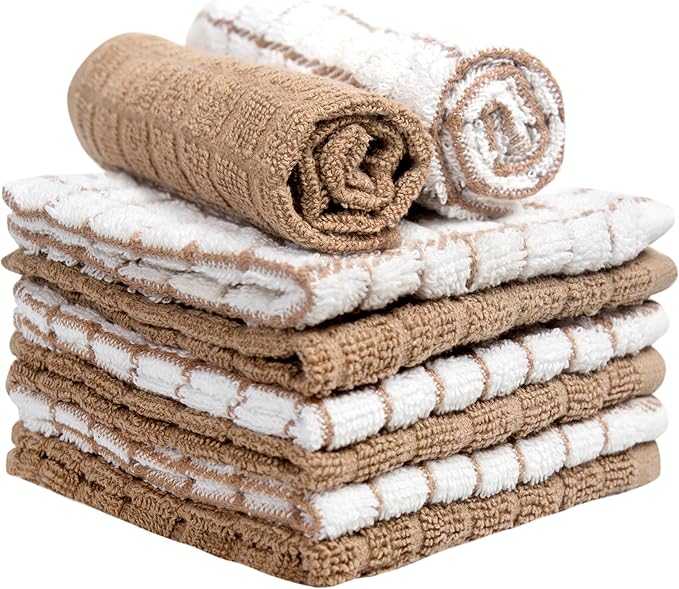 Bumble Premium Cotton Dish Cloths 12" x 12"| Tan Design | 405 GSM | Highly - Image 4