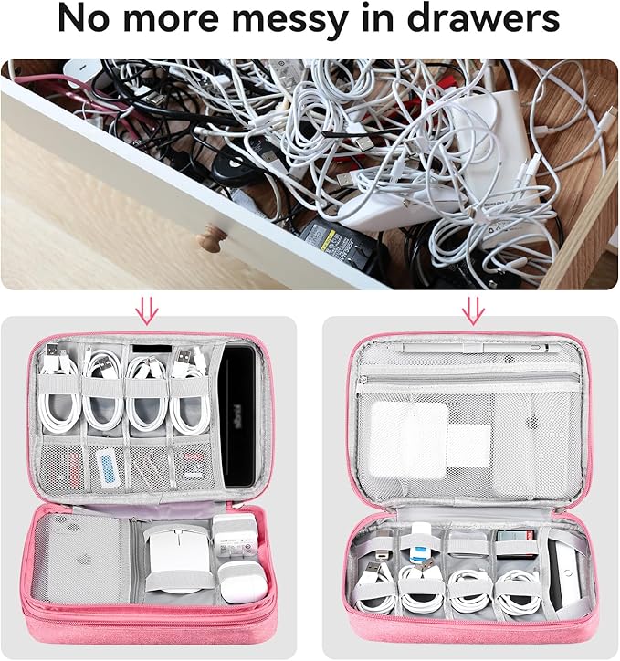 DDgro Electronic Cable Organizer Bag, Large Travel Cord Storage Case - Image 4