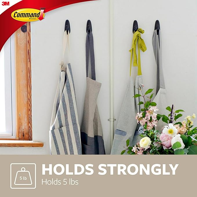 Command Medium Brushed Nickel Hooks, 2 Wall Hook and 4 Strips, Damage-Free - Image 3