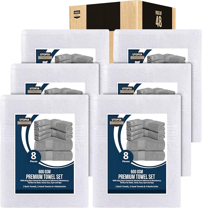 Utopia Towels 48-Piece Premium Towel Set, 12 Bath Towels, 12 Hand Towels by UTOPIATOWELS