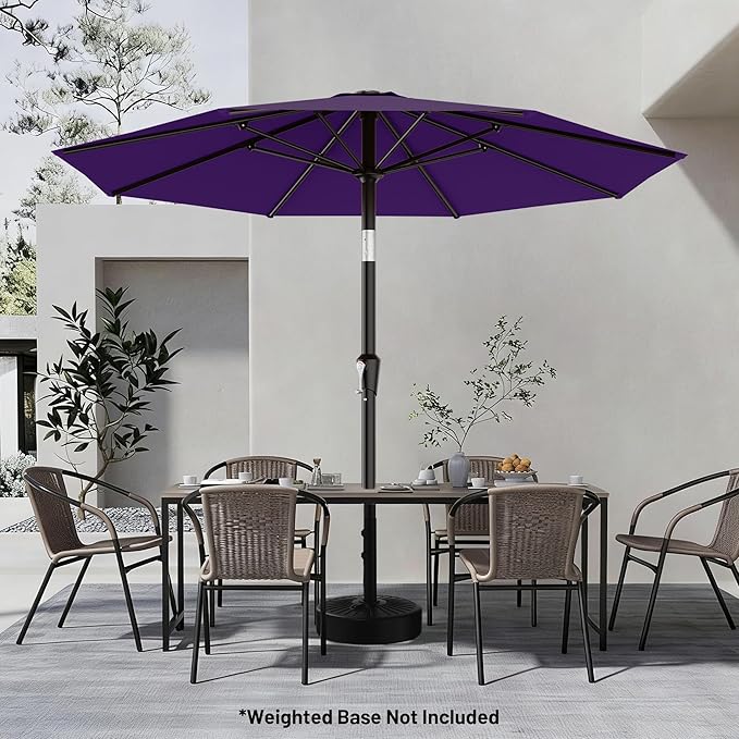 AreShark 9 FT Patio Umbrella for Outdoor, Outdoor Table Umbrella with Push Button Tilt and Crank, Outdoor Patio Umbrellas with 8 Sturdy Ribs for Market, Garden, Pool (Dark Purple) - Image 6