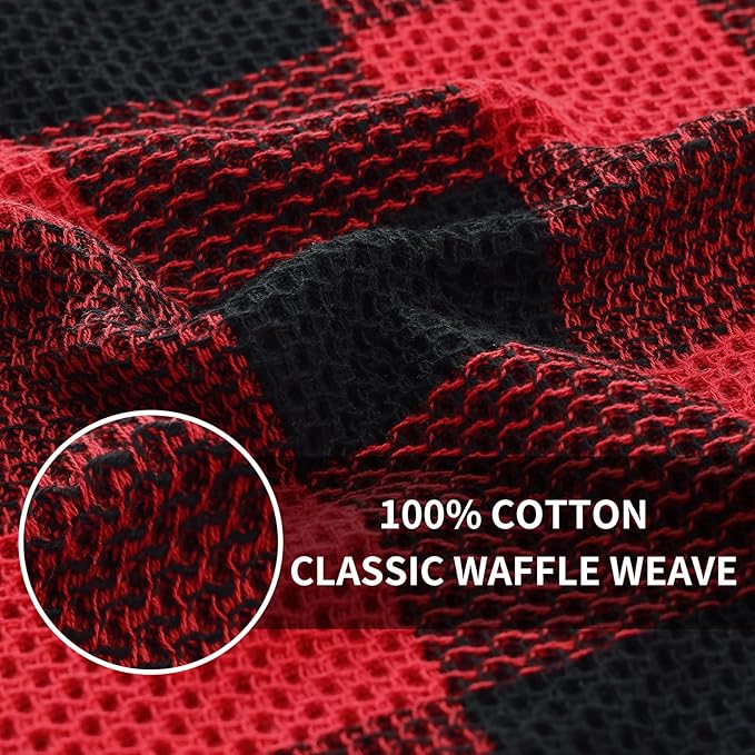 Homaxy 100% Cotton Waffle Weave Check Plaid Dish Cloths, 12 x 12 Inches - Image 3