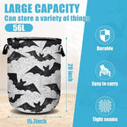 Retro Black White Bat Laundry Basket, Halloween Laundry Hamper Collapsible - Image 2