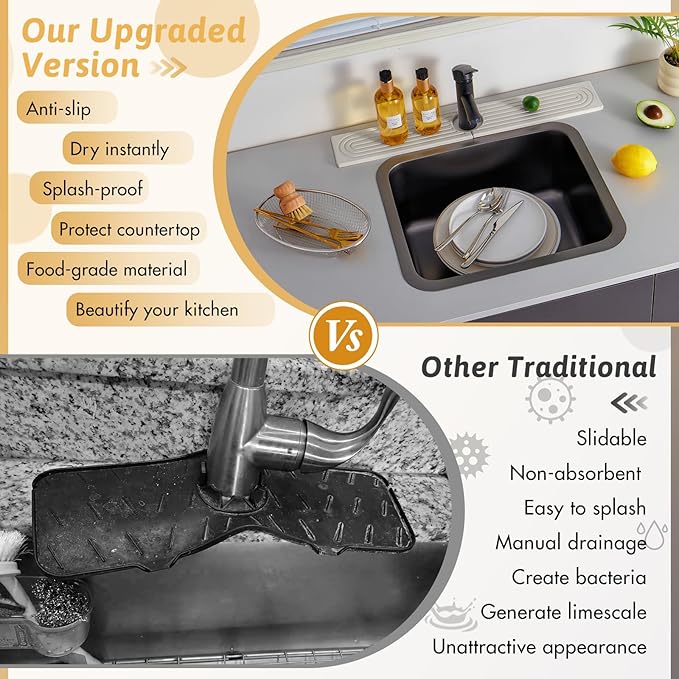Quick Dry Stone Sink Splash Guard, 23.6" Extended Diatomaceous Earth Sink - Image 7