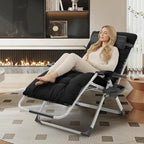 VINGLI 29" Padded Zero Gravity Chair, Lounge Chair with Removable Cushion & Tray， Folding Reclining Patio Chairs， Recliner Chair for Lawn，Indoor Outdoor-Black - Image 2