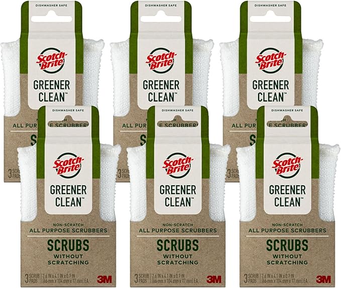 Scotch-Brite Greener Clean Dish Scrubbers, 18 Non-Scratch Kitchen Sponges by Scotch-Brite