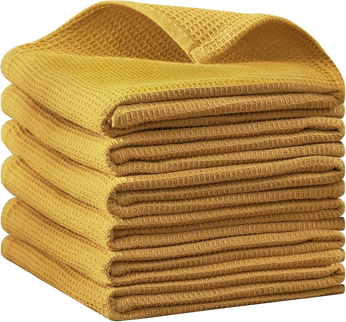 QUILTINA Dish Towels Set, 100% Cotton Waffle Weave Kitchen Towels 6 Pack by Quiltina