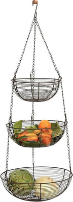 RSVP International Hanging Storage Collection 3-Tier Baskets, Bronze Woven Wire - Image 3