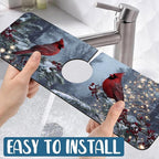 Winter Sink Splash Guard Faucet Mat Cardinal Christmas Super Absorbent Fast - Image 5