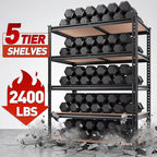 REIBII 2400LBS Storage Shelves 5 Tier Garage Shelving Heavy Duty, Adjustable Metal Shelving Unit, Garage Shelves for Basement, Warehouse, Pantry, Closet, Kitchen 72" H x 35.55" W x 16" D, 2 Pack | Heavy Duty, Adjustable, 2020LBS Capacity, Garage, Pantr... - Image 5