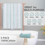 VOOVA & MOVAS 3PCS Bathroom Towels, 100% Cotton, Quick Dry, 1 Stripe Bath - Image 4