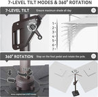 10 X 13 FT Cantilever Outdoor Patio Umbrella with Led Lights Large Heavy Duty 360° Rotation Double Top Offset Rectangular Umbrellas for Backyard Garden Pool Outside Deck, Fog Grey - Image 5