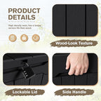 JUMMICO 31 Gallon Resin Deck Box Waterproof Indoor Outdoor Storage Boxes for Patio Furniture Cushions and Garden Tools (Black, 31gallon-2 Packs) - Image 2