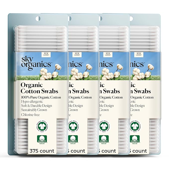 Sky Organics - Organic Cotton Swabs - Strong & Durable - Hypoallergenic - by SkyOrganics