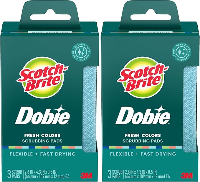 Scotch-Brite Dobie Non-Scratch All-Purpose Scrub Pads, 6 Total Pads, Reusable by Scotch-Brite